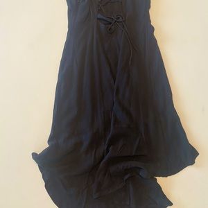 Black high-low tied back dress